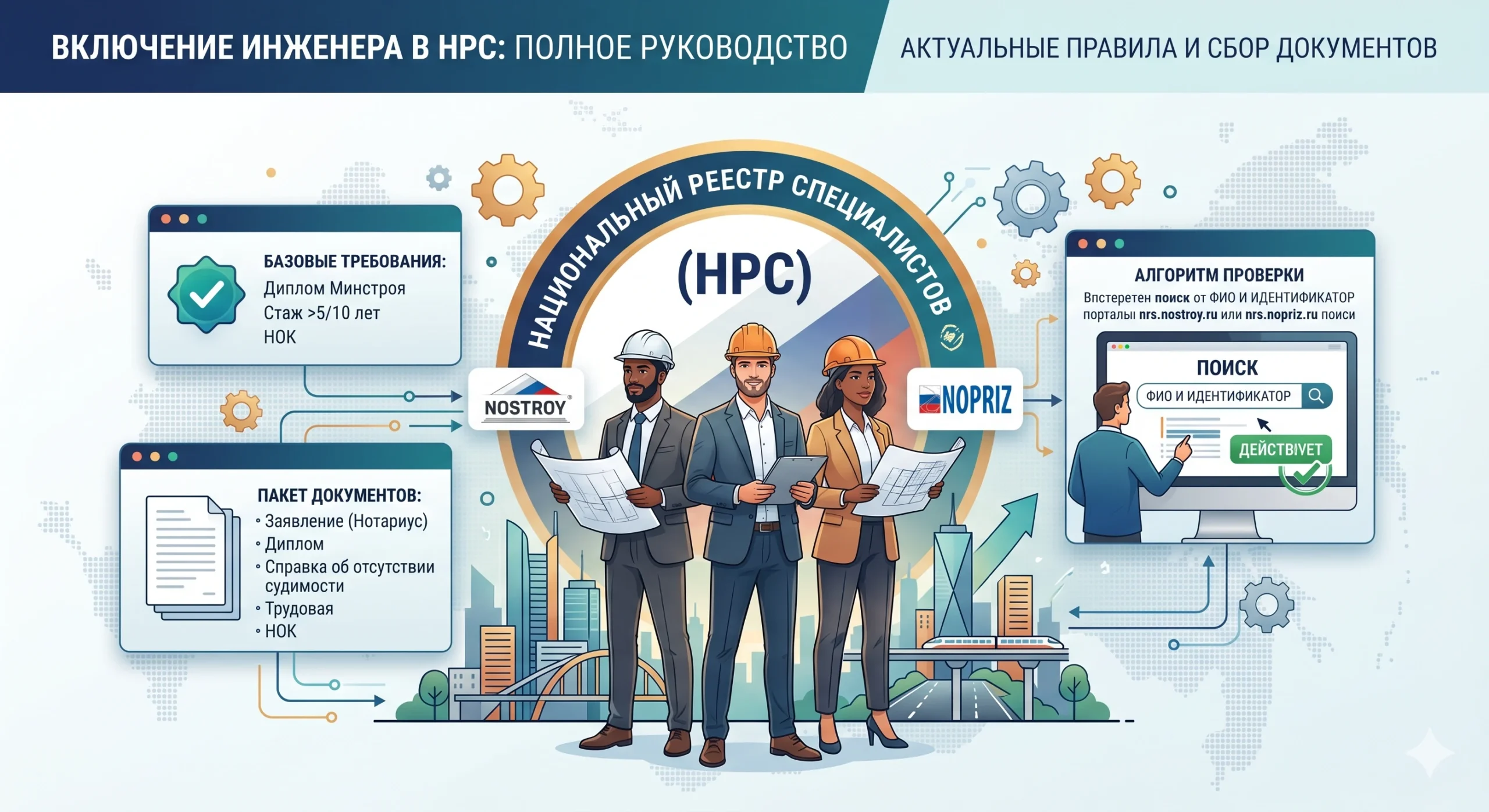 Включение инженера в НРС: актуальные правила, сбор документов и проверка по реестрам НОСТРОЙ и НОПРИЗ